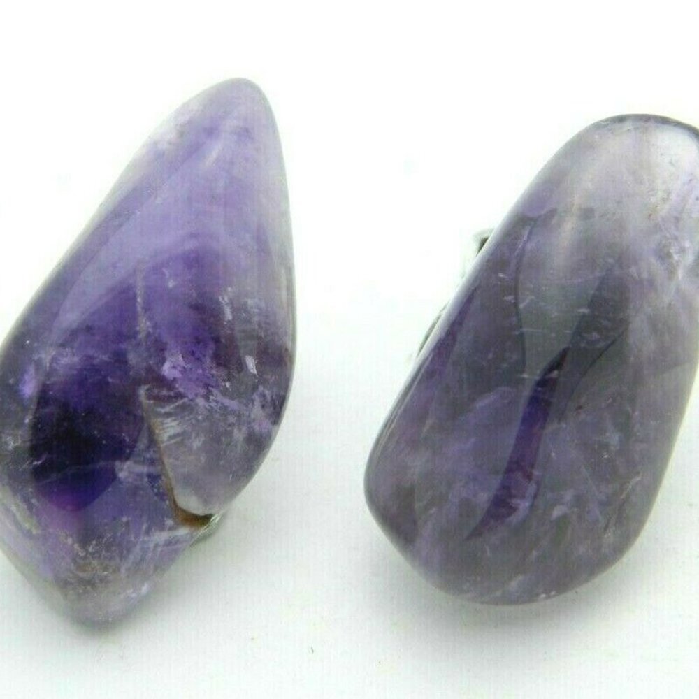 Purple Raw Ametrine Quartz Polished Stone Earrings